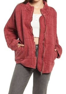 Free People Dolman Sleeve Quilted Jacket in Cherry Juice at Nordstrom