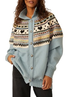 Free People Emily Fair Isle Front Button Sweater