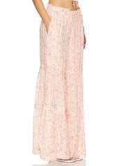 Free People Emmaline Tiered Pull On Pant In Peach Combo