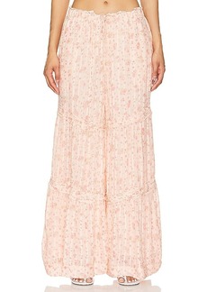 Free People Emmaline Tiered Pull On Pant In Peach Combo