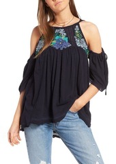 Free People Fast Times Cold Shoulder Top in Navy at Nordstrom
