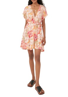 Free People Freddy Tie Waist Minidress in Fruit Punch Combo at Nordstrom