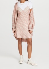 Free People Gracie Plaid Slip and Button Down Set