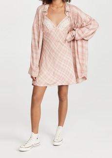 Free People Gracie Plaid Slip and Button Down Set