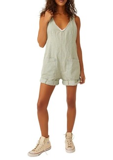 Free People High Roller Railroad Stripe Cotton Short Overalls