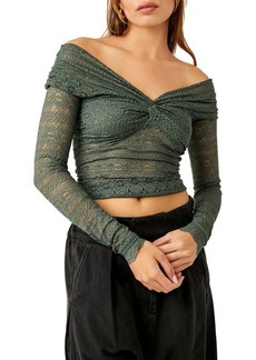 Free People Hold Me Closer Lace Off the Shoulder Crop Top