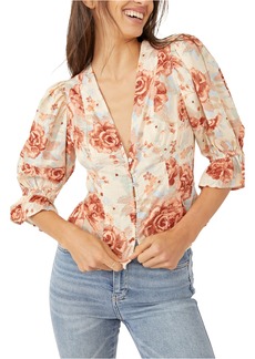 Free People I Found You Print Blouse in Ivory at Nordstrom