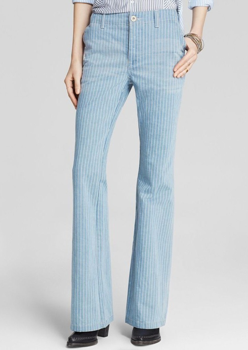 stripe flare trousers