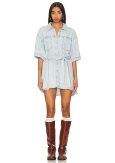 Free People x We The Free Jenny Denim Tunic Dress In Light Indigo Combo