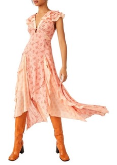 Free People Joaquin Floral Ruffle Plunge Dress
