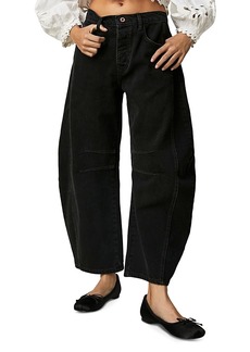 Free People We the Free High Rise Cropped Wide Leg Barrel Jeans in Soundwaves