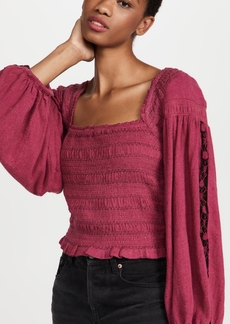 Free People Maggie Embroidered Top