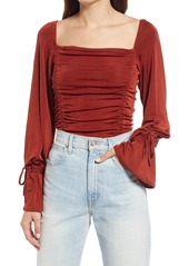 Free People Meant to Be Ruched Bodysuit in Cherry Chai at Nordstrom