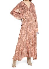 Free People Mirage Long Sleeve Maxi Dress in Peach Combo at Nordstrom