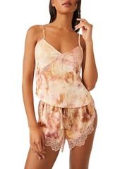 Free People Moonbeams Floral Surplice Lace Detail Satin Camisole