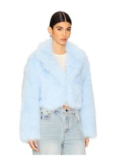 Free People Paris Cropped Faux Fur Jacket In Ice Water