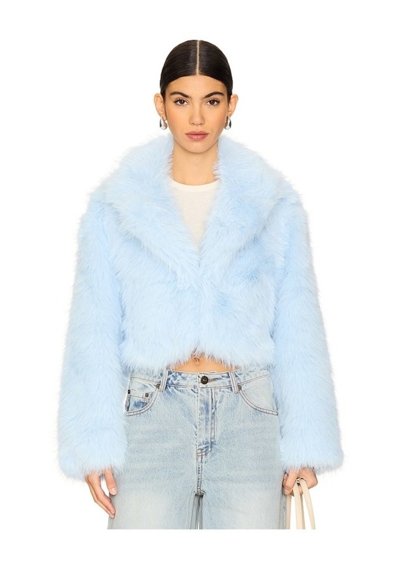 Free People Paris Cropped Faux Fur Jacket In Ice Water