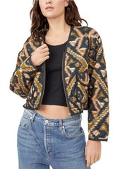 Free People Peggy Quilted Crop Jacket in Ikat Black Combo at Nordstrom