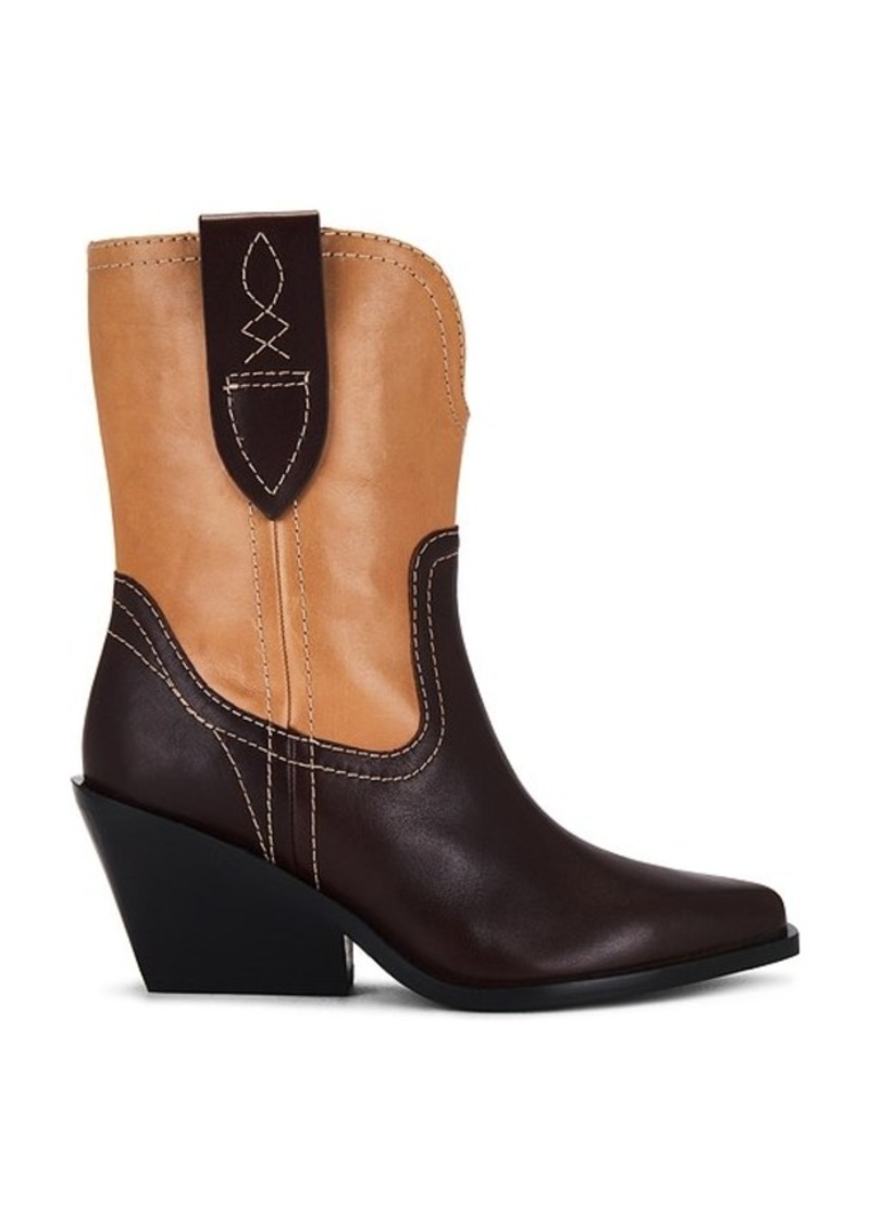 Free People Pitchfork Point Western Boot In Espresso & Camel