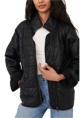 Free People Quilted Faux Leather Jacket in Black at Nordstrom