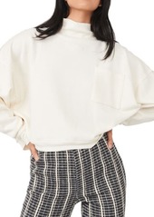 Free People Rae Organic Cotton Blend Funnel Neck Pullover in Ivory at Nordstrom