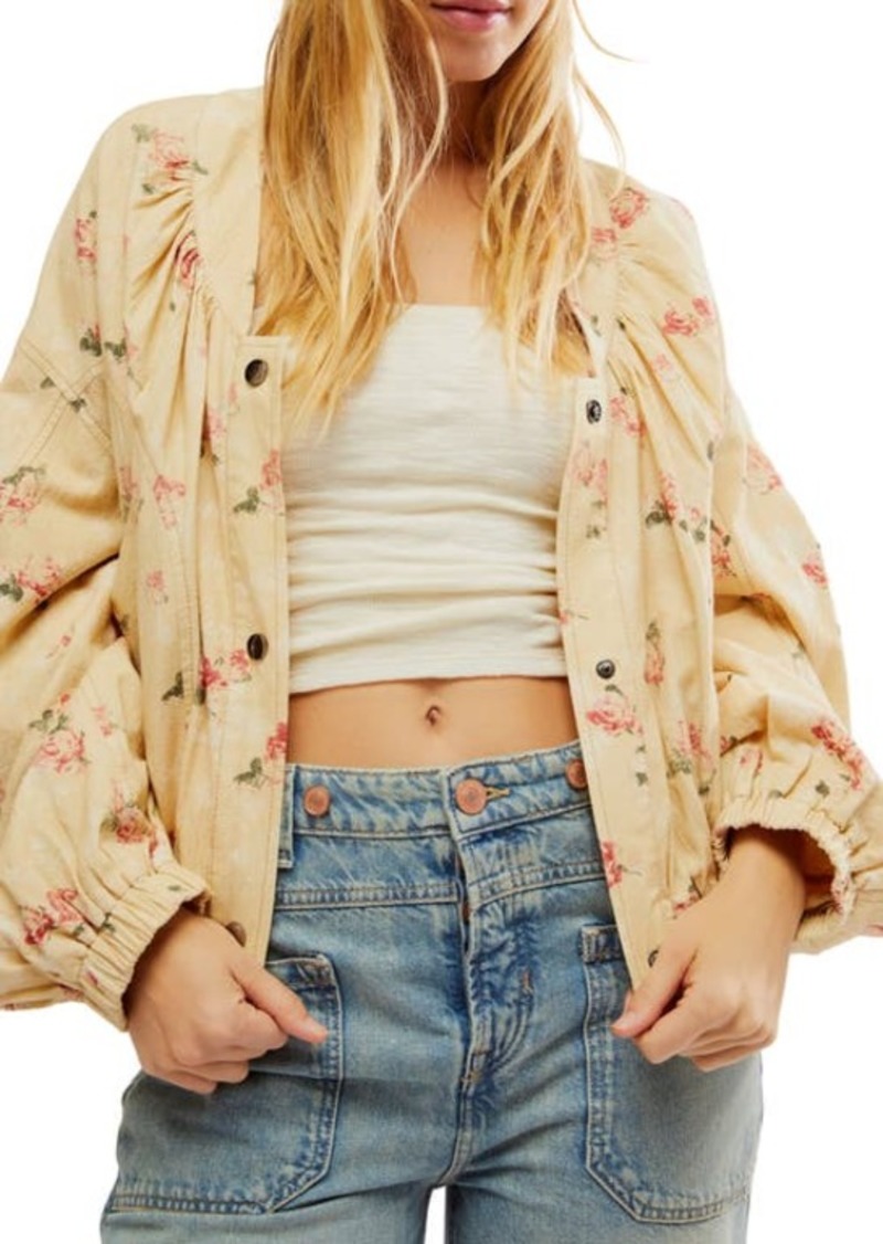Free People Rory Floral Cotton Bomber Jacket