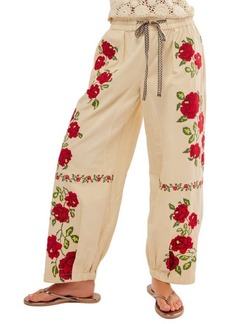 Free People Rosalia Floral Embroidered Pants