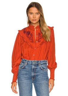 Free People Rose Vines Embroidered Top