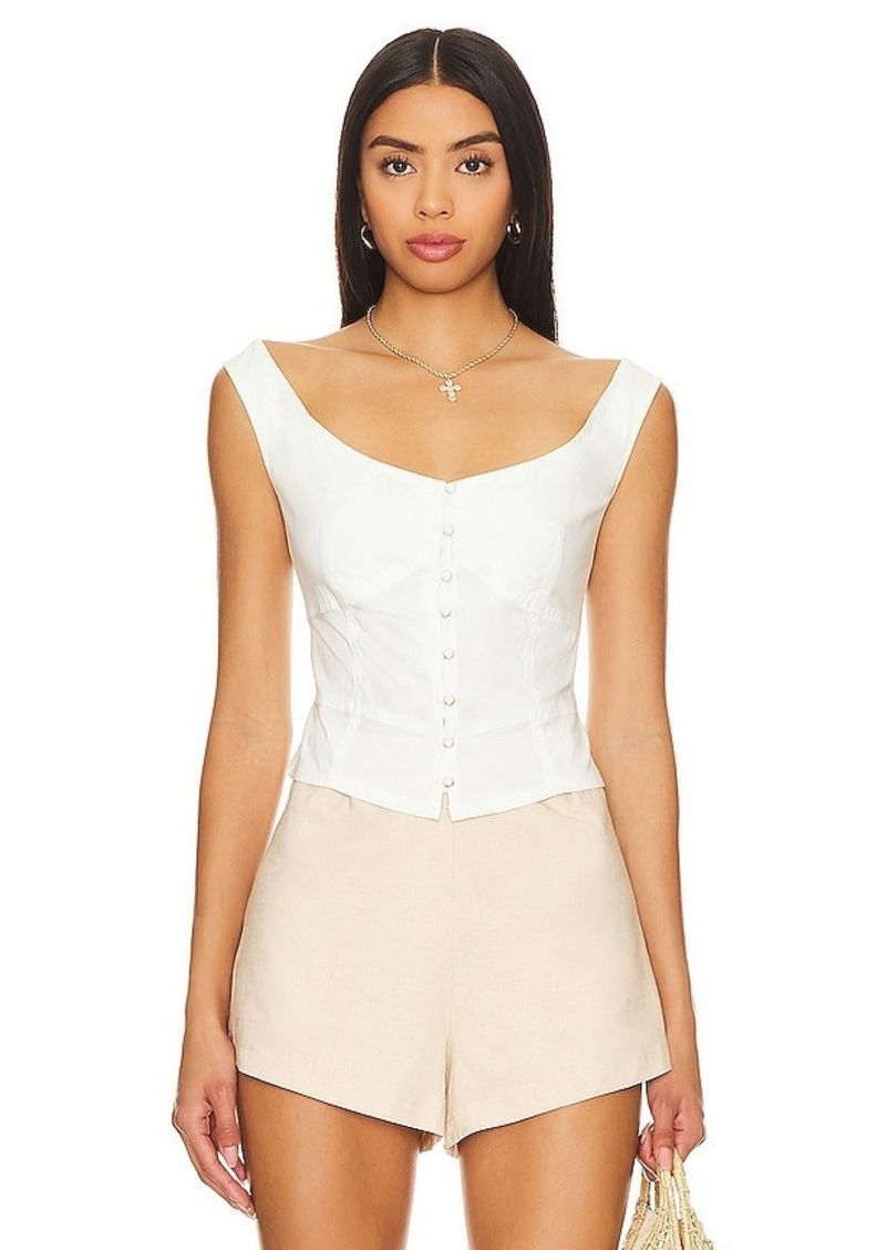 Free People Sally Solid Corset Top In Bright White