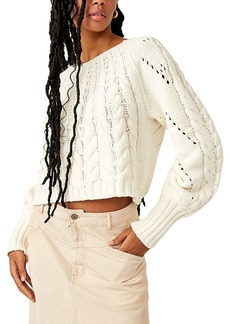 Free People Sandre Cropped Cable Knit Sweater