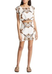 Free People Sardinia Sun Embroidered Cutout Minidress in Ivory Combo at Nordstrom
