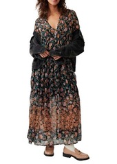 Free People See It Through Floral Long Sleeve Maxi Dress