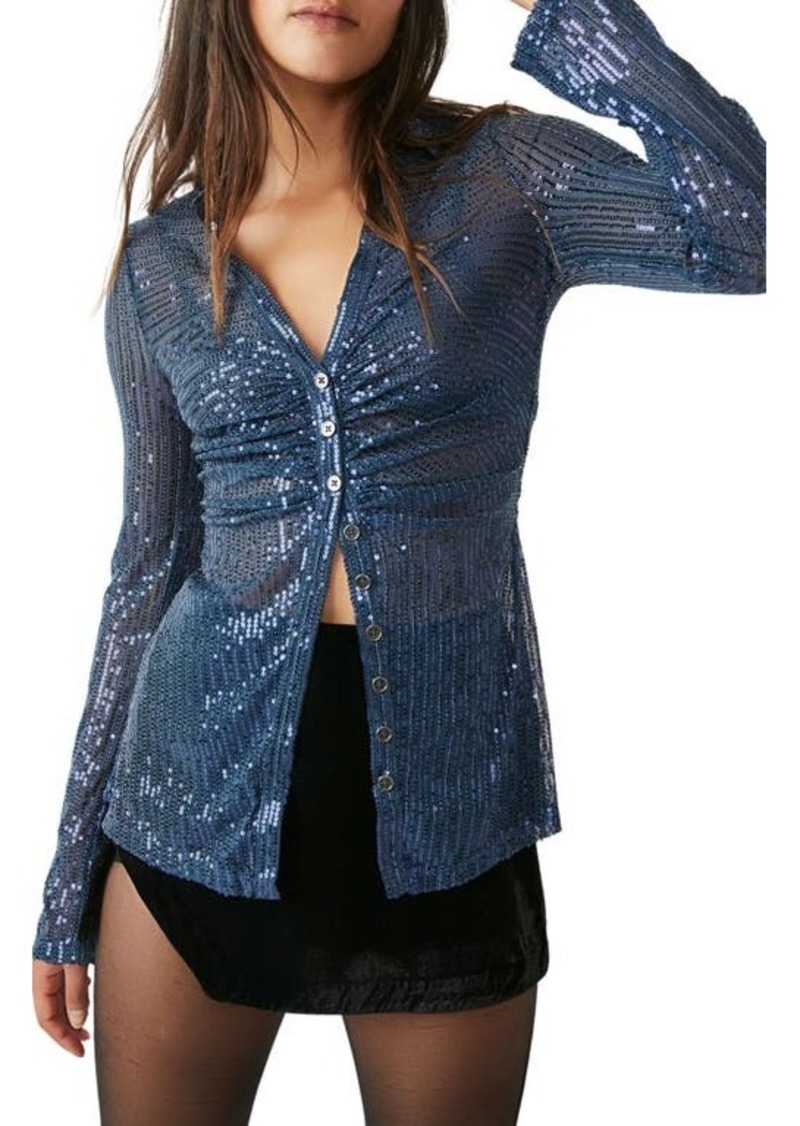Free People Sequin Ruched Shirt