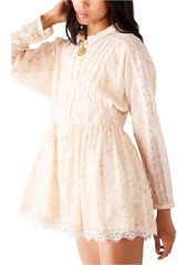 Free People Sheer Romance Long Sleeve Minidress in Tea Combo at Nordstrom