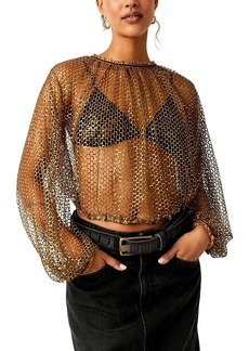 Free People Sparks Fly Sequin Mesh Top