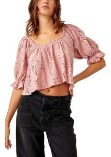 Free People Stacey Puff Sleeve Lace Top