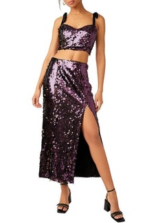 Free People Star Bright Sequin Two-Piece Crop Top & Midi Skirt