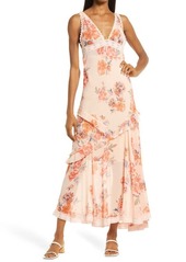 Free People Stay Awhile Sleeveless Maxi Dress in Peach Combo at Nordstrom