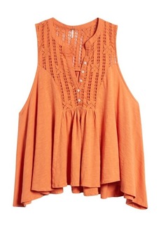 Free People Sunkissed Lace Inset Sleeveless Top