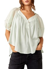 Free People Sunray Mixed Media Cotton Jersey Babydoll Top