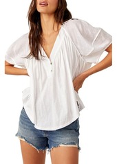 Free People Sunray Mixed Media Cotton Jersey Babydoll Top