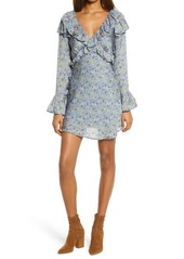 Free People Sweetest Thing Long Sleeve Minidress in Midnight Cowboy at Nordstrom