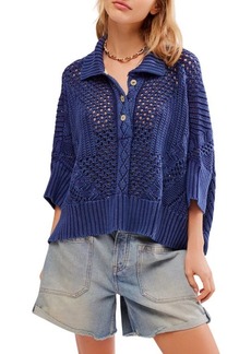 Free People To the Point Open Stitch Polo Sweater