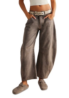 Free People We the Free High Rise Cropped Wide Leg Barrel Jeans in Archive Grey