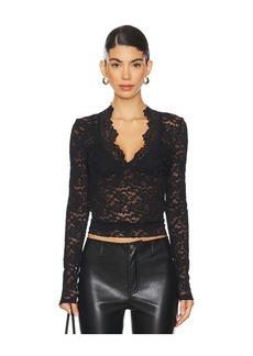 Free People x Intimately FP All Day Lace Long Sleeve Top In Black