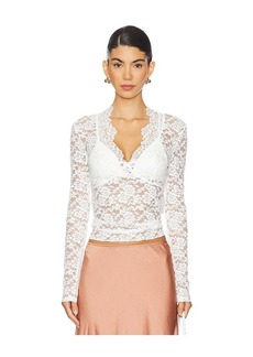 Free People x Intimately FP All Day Lace Long Sleeve Top In Ivory