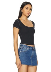 Free People X Intimately FP End Game Pointelle Baby Tee In Black