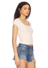 Free People X Intimately FP End Game Pointelle Baby Tee In Peach Dust