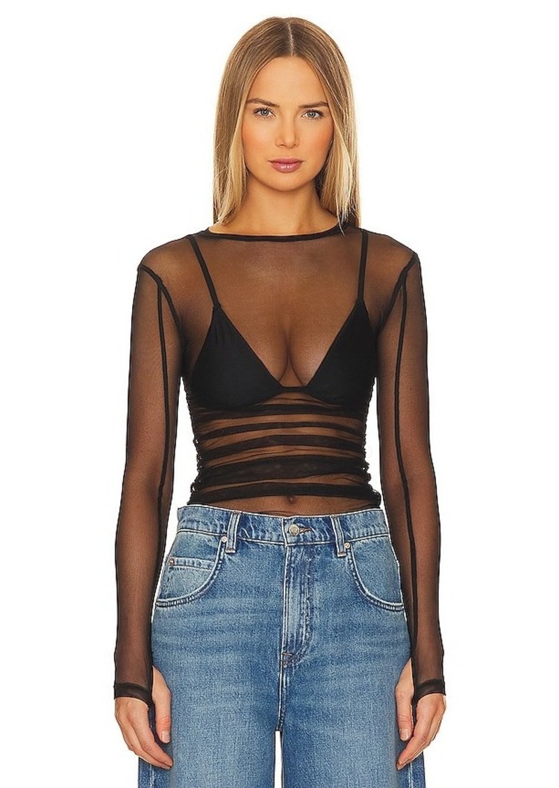 Free People x Intimately FP Last Layer Long Sleeve Top In Black