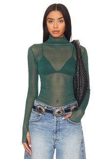 Free People x Intimately FP On The Dot Layering Top In Evergreen